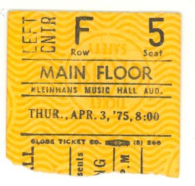 Golden Earring show ticket April 03, 1975 Buffalo - Kleinhans music hall